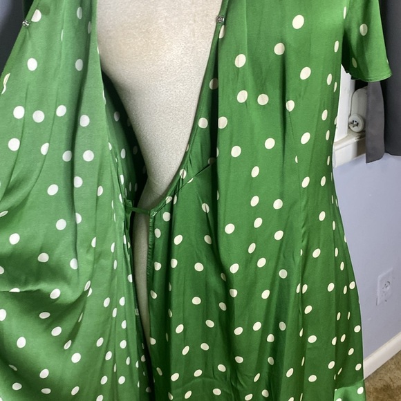 19 MOMME MULBERRY SILK POLKA DOTS PRINT RUFFLE WOMEN MINI DRESS BY GOELLA SZ8/10 - Picture 13 of 16